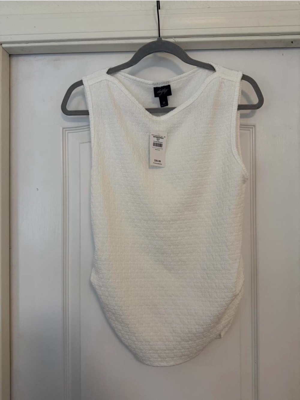Daytrip White Textured Scoop Neck Tank